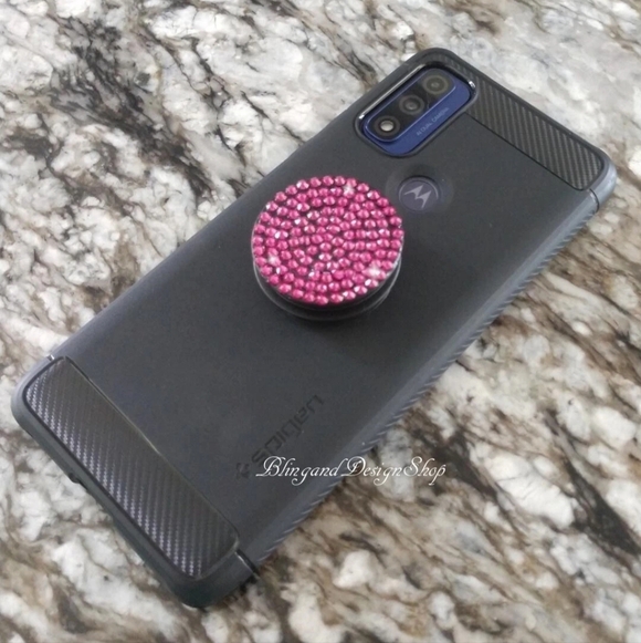 Bling Customized Popsocket with Fuchsia Pink Swarovski Crystal Rhinestones - Picture 5 of 5